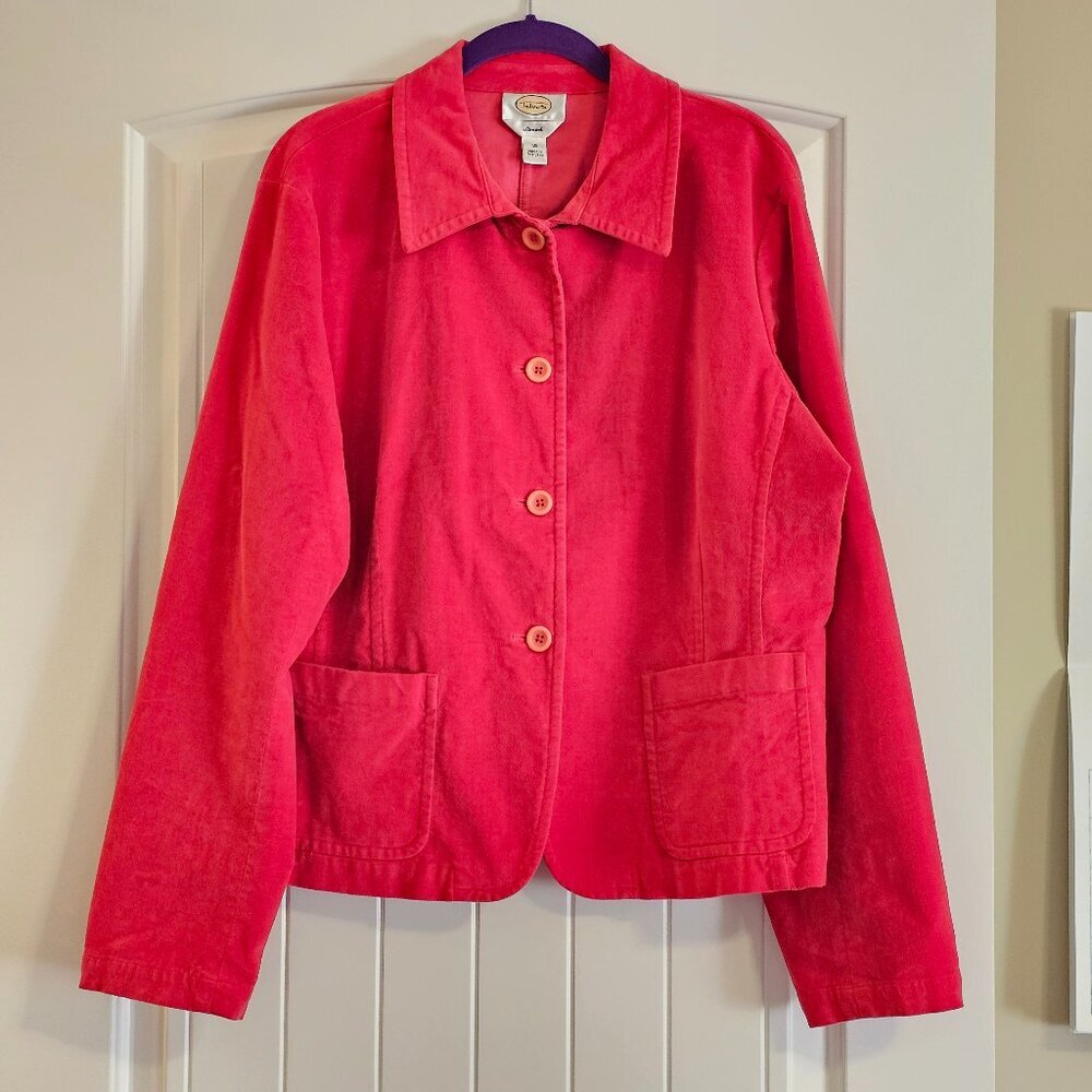 Women's Talbots Hot Pink Velveteen Blazer Jacket‎ Stretch Size 18